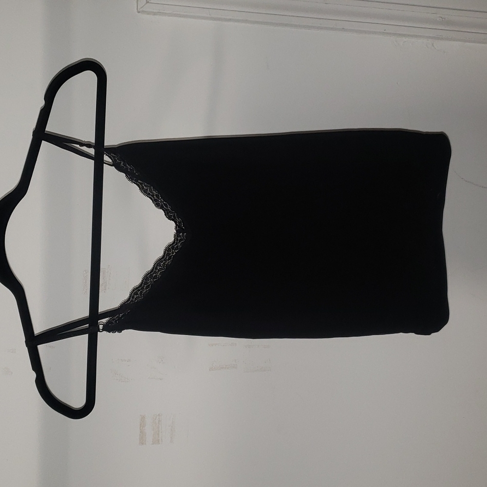 Black Adjustable Forever 21 Tank Top with Lace Trim